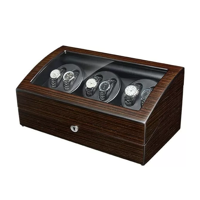 Jqueen 6 Watch Winders Box Wooden Brown with 7 Watch Storages