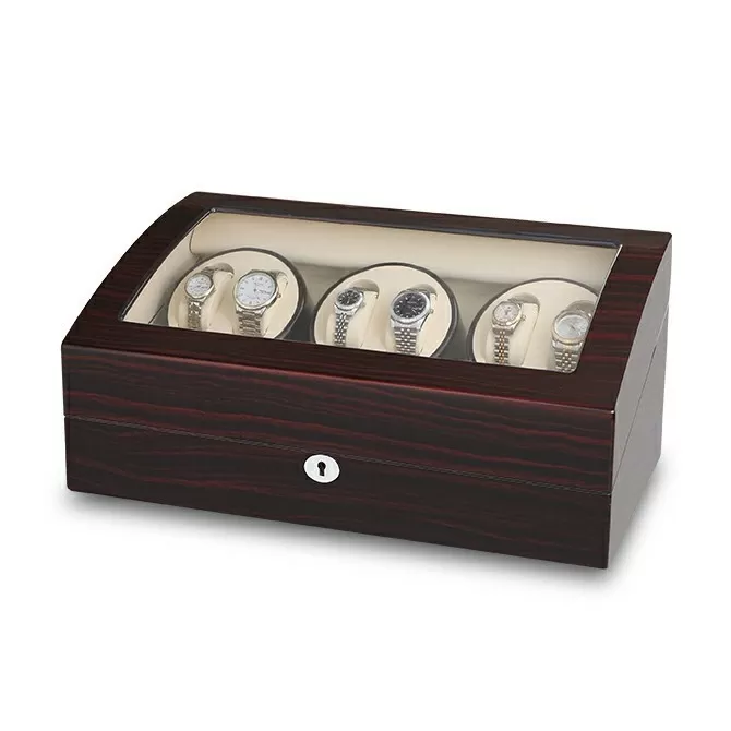 Jqueen Best Six Watch Winders Box Wood Red with 7 Storages