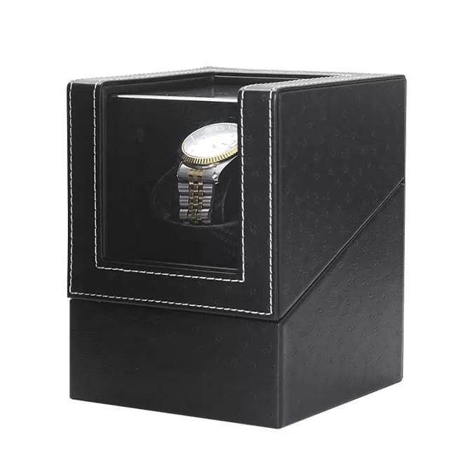 Jqueen Single Watch Winder Box with Black Leather