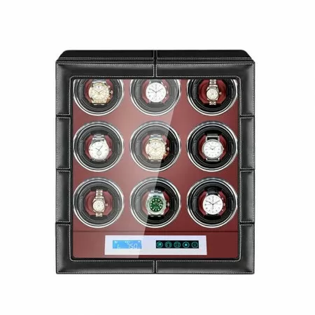 Jqueen 9 Watch Winders Box Leather Red and Black