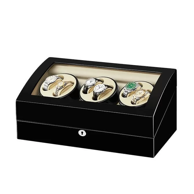 Jqueen 6 Watch Winders Box with 7 Watch Storages Wooden Black