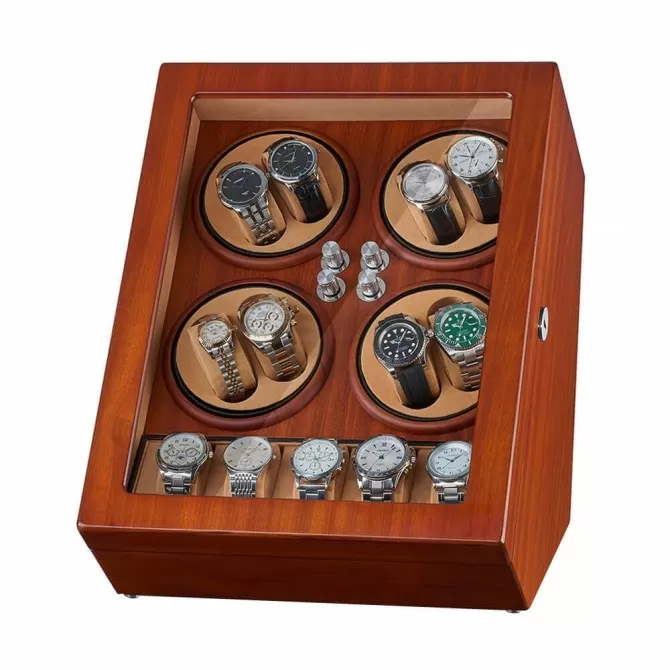 Jqueen the best 8 Watch Winders Box with 5 Storages Ebony Wood