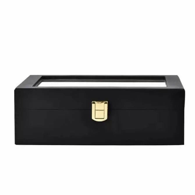 Jqueen Watch Box Black Ebony Wood with 10 Slot Watch Case Black