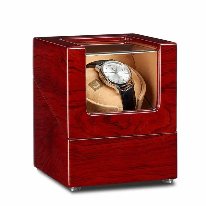 Jqueen Single Watch Winder Box Red Wooden