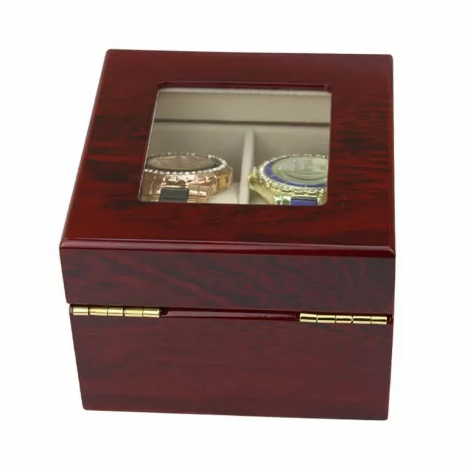 Jqueen 2 Watch Box with Ebony Wood and Glass Display