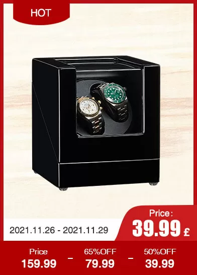 Jqueen Quad Watch Winders Box with 6 Storages Wooden Black
